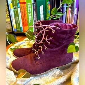 Maroon Suede Lace up boots